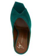 Intriigo Cluedo Emerald Green Suede Stiletto Heel Sandals