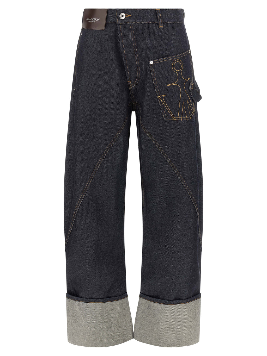 Cotton Denim Twisted Workwear Straight-Leg Jeans