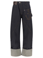 Cotton Denim Twisted Workwear Straight-Leg Jeans