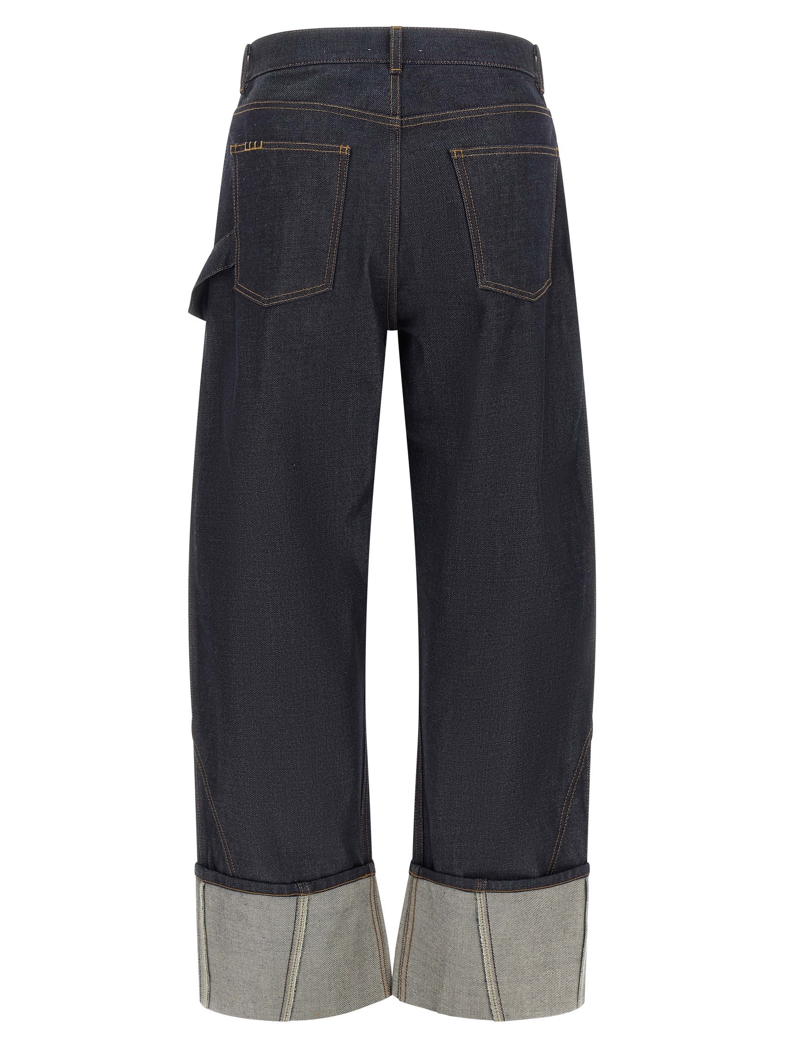 Cotton Denim Twisted Workwear Straight-Leg Jeans