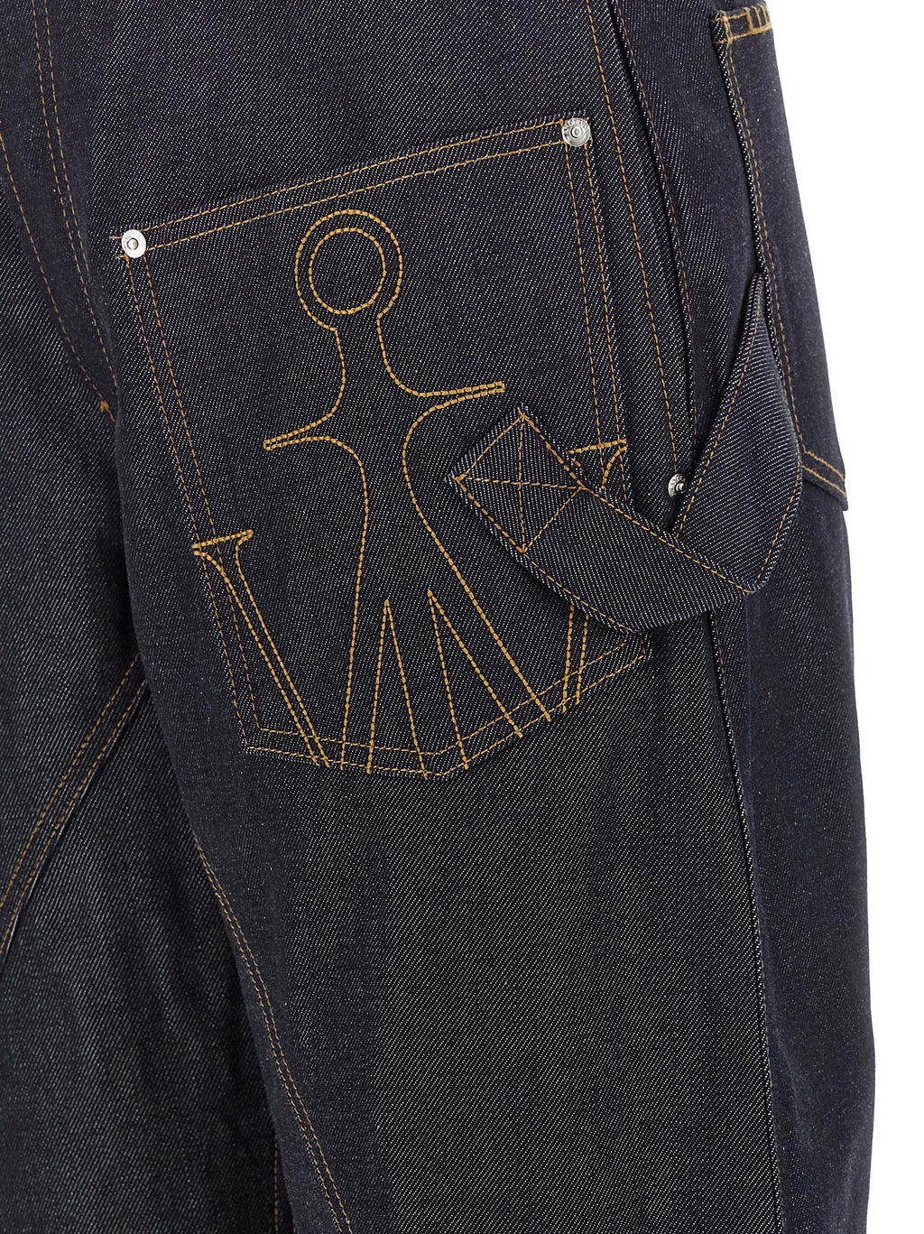 Cotton Denim Twisted Workwear Straight-Leg Jeans