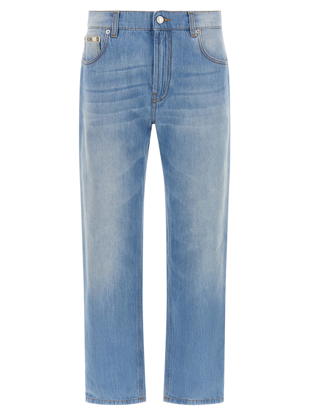 Light Blue Cotton Straight-Leg Jeans