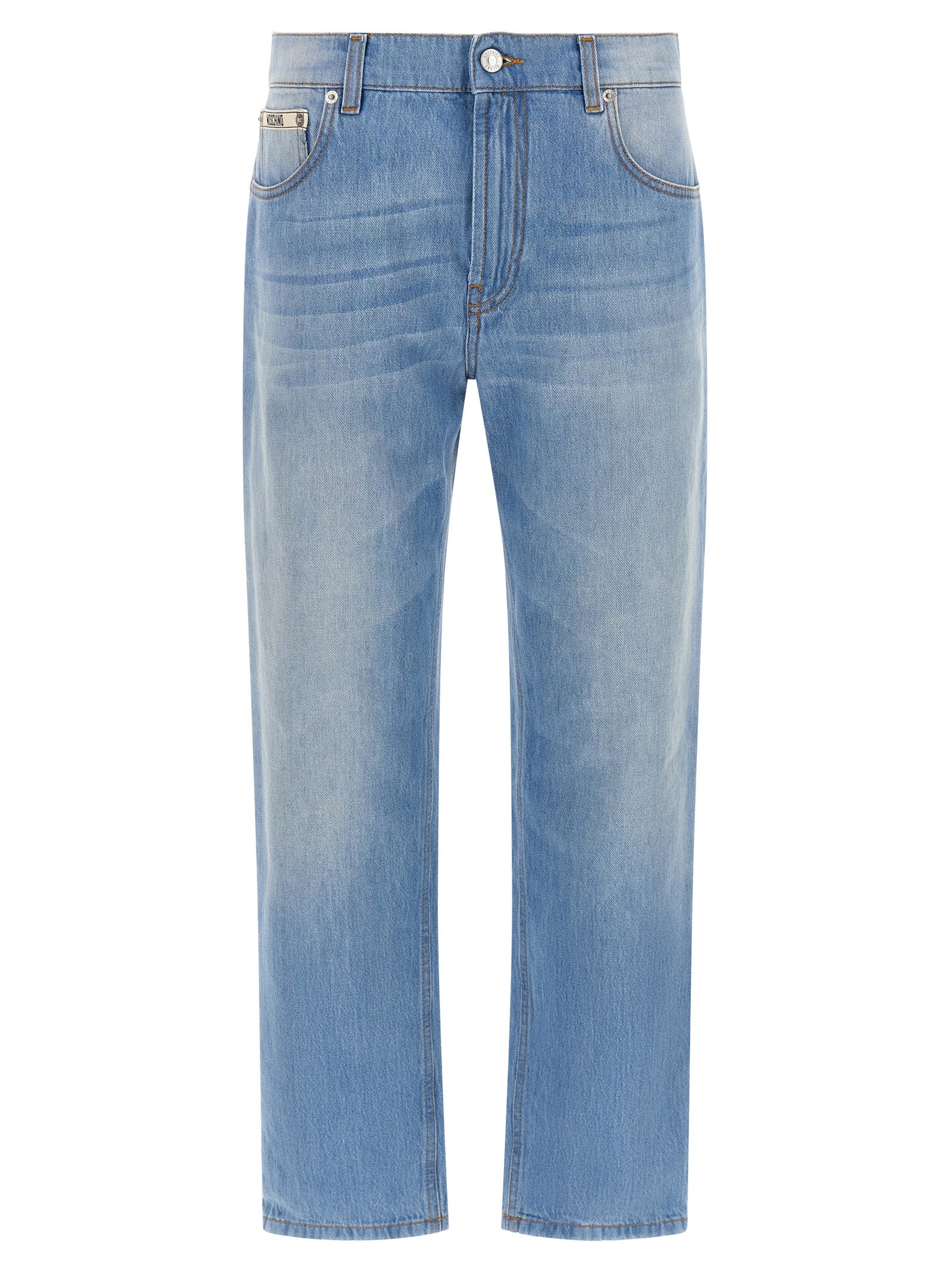 Light Blue Cotton Straight-Leg Jeans