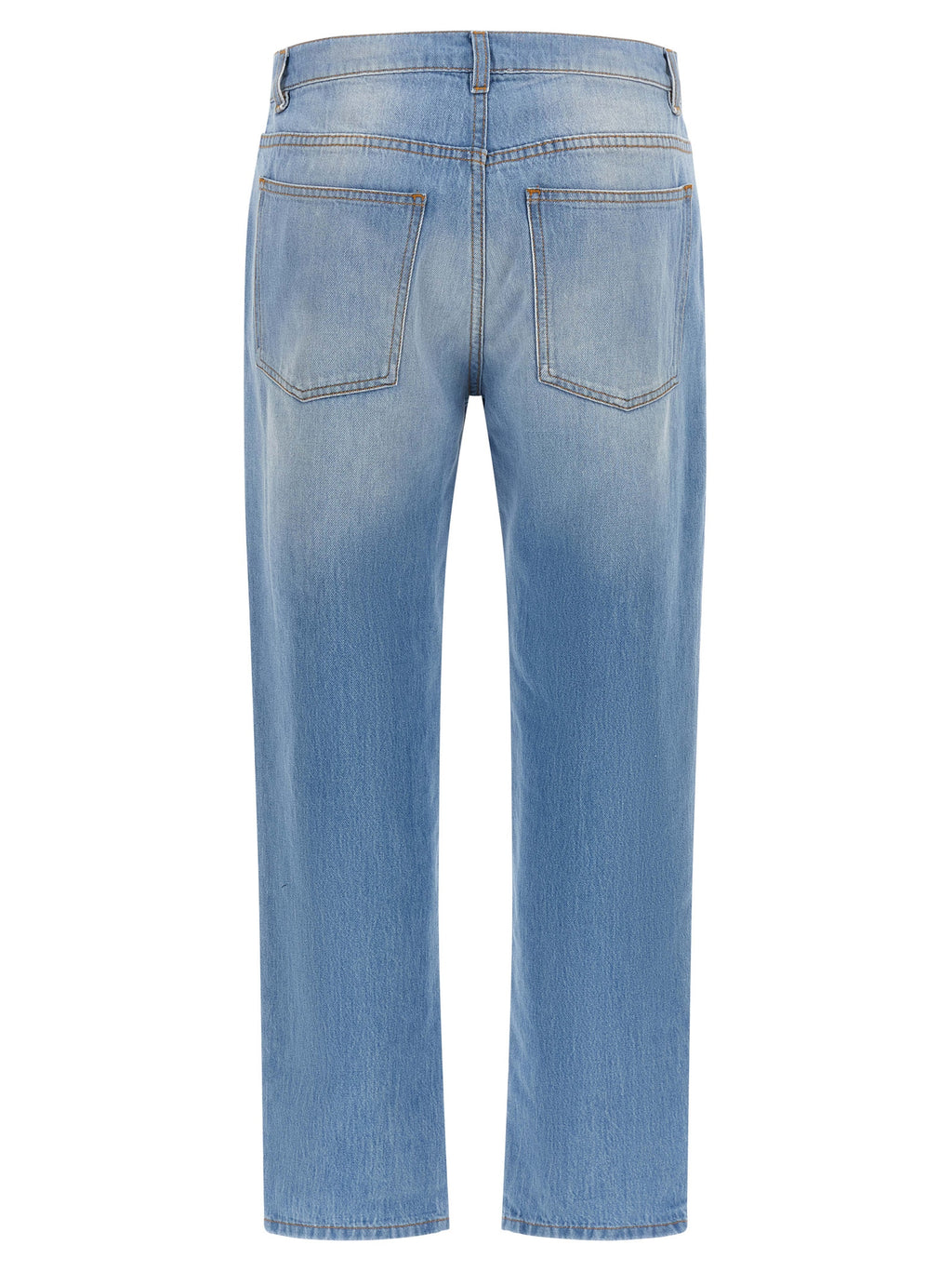 Light Blue Cotton Straight-Leg Jeans
