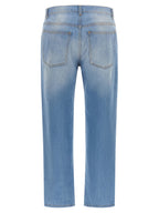Light Blue Cotton Straight-Leg Jeans