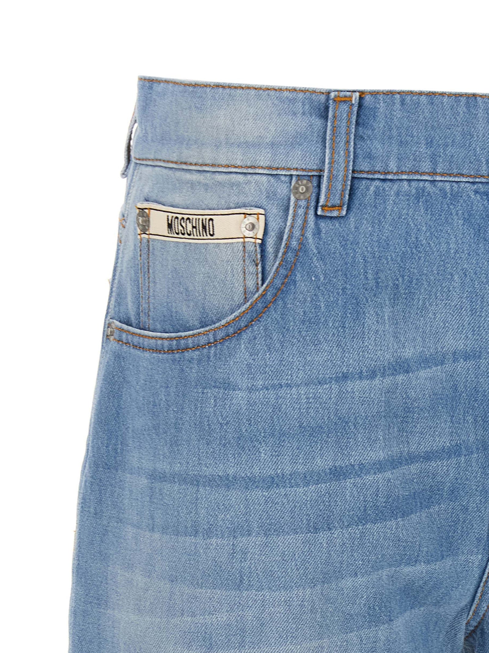 Light Blue Cotton Straight-Leg Jeans