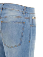 Light Blue Cotton Straight-Leg Jeans
