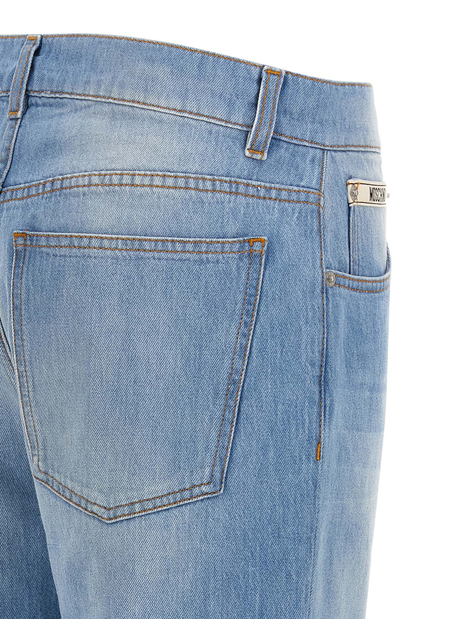 Light Blue Cotton Straight-Leg Jeans