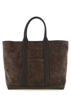 Large Suede and Hammered Leather Tote
