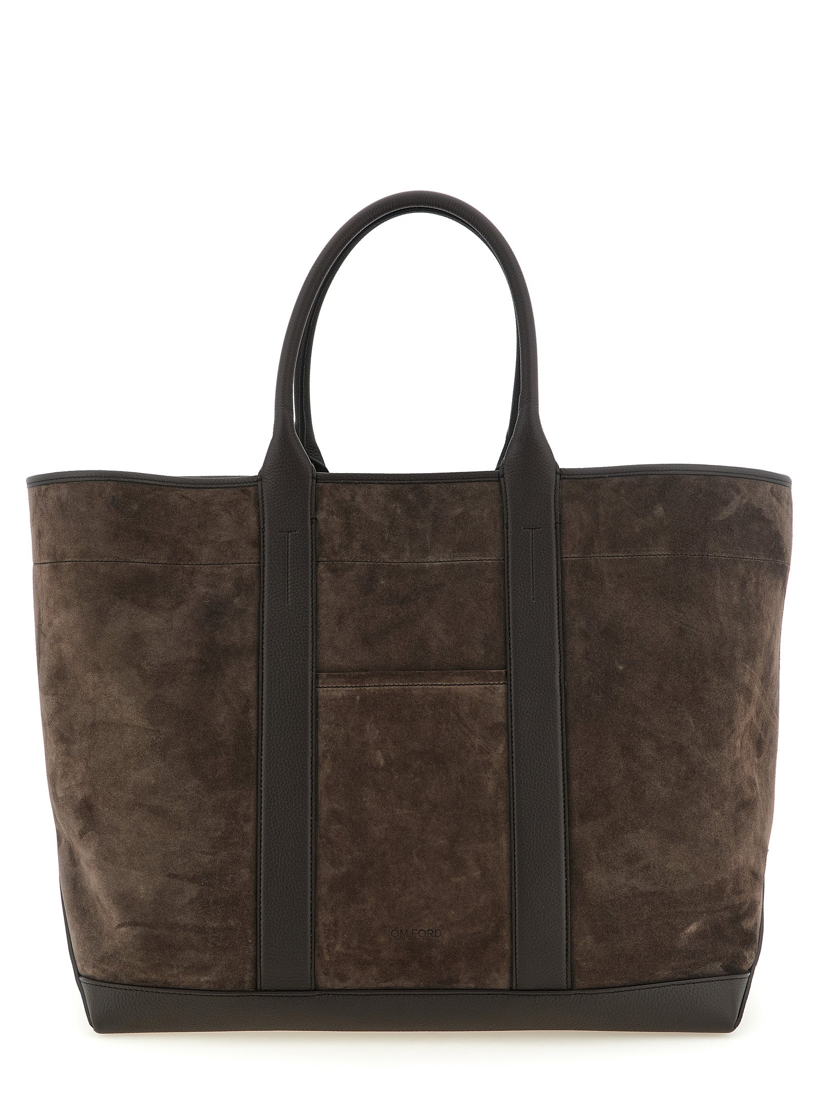 Large Suede and Hammered Leather Tote