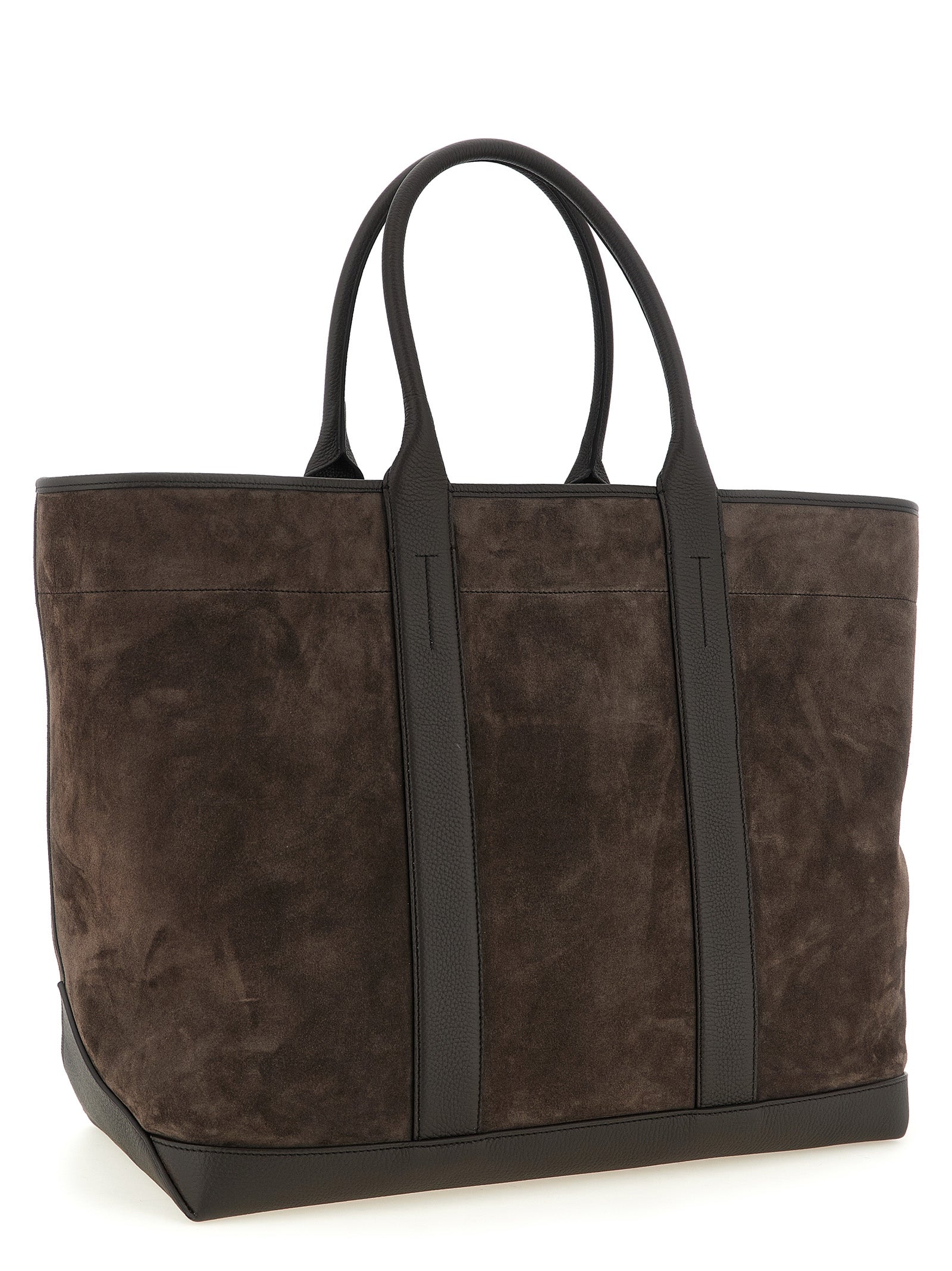 Large Suede and Hammered Leather Tote