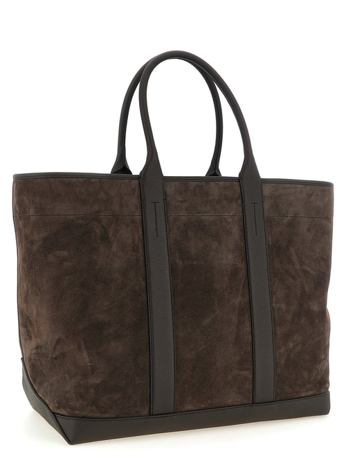 Large Suede and Hammered Leather Tote