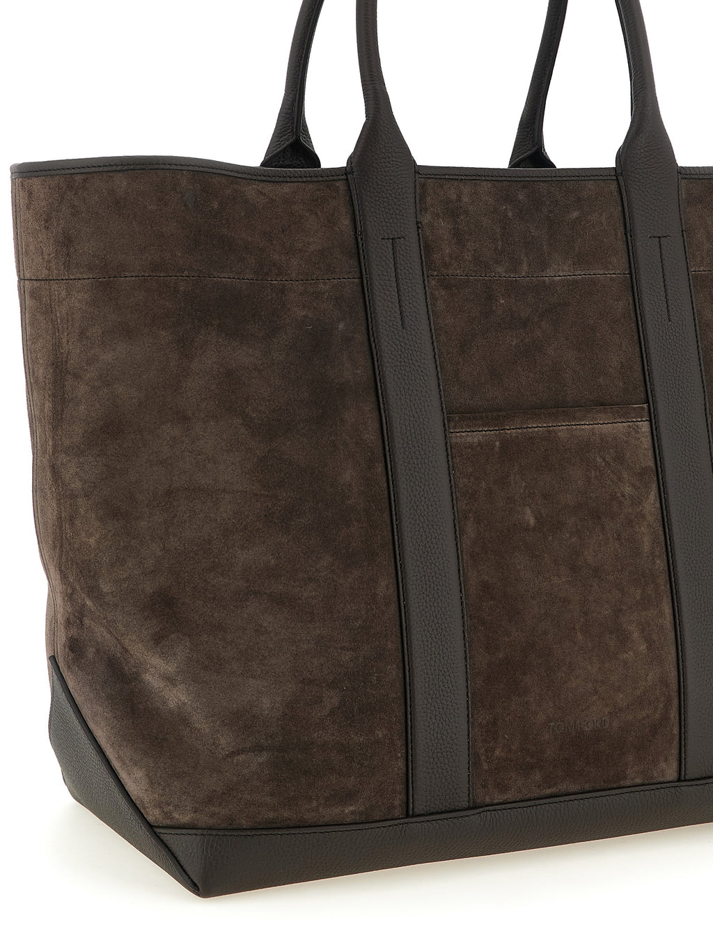 Large Suede and Hammered Leather Tote