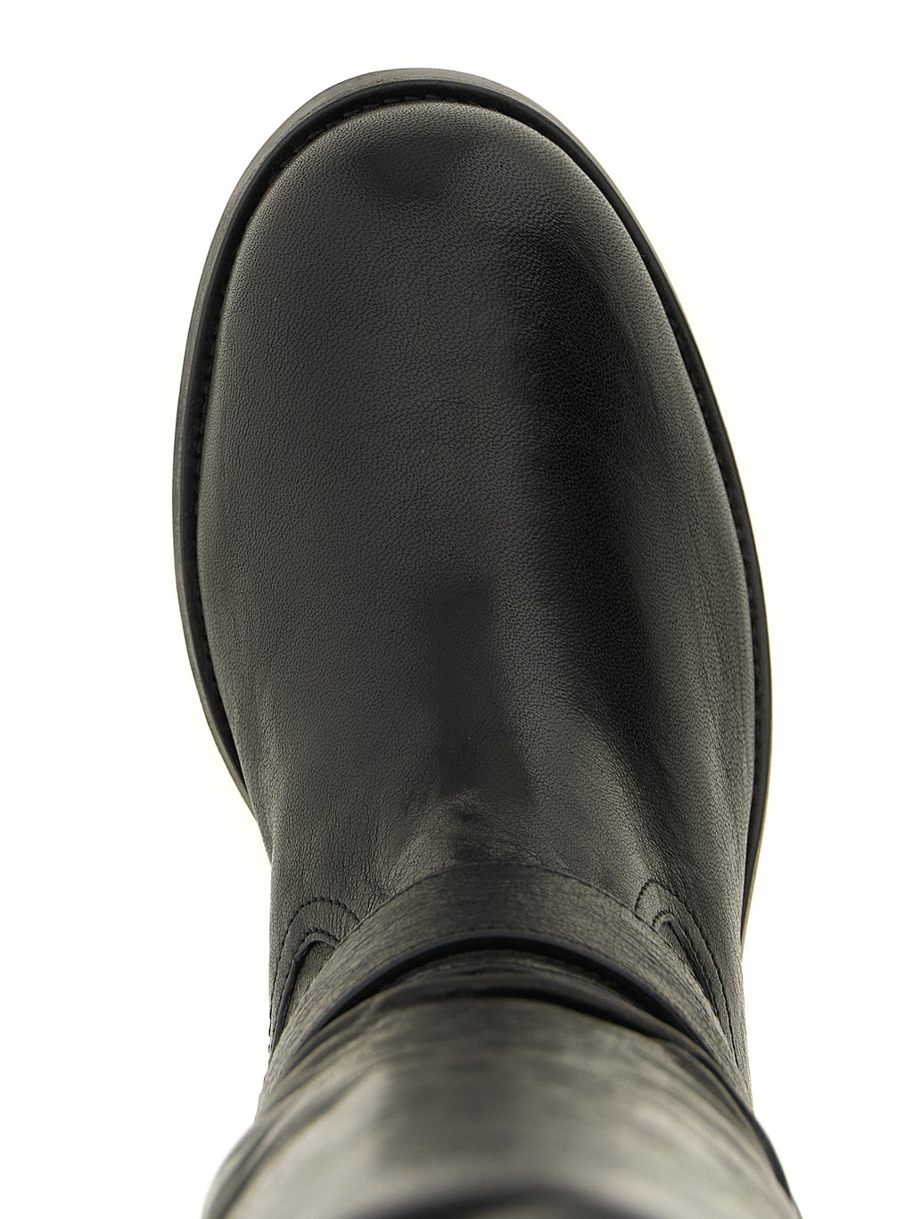 Black Textured Leather Biker Kb Boots