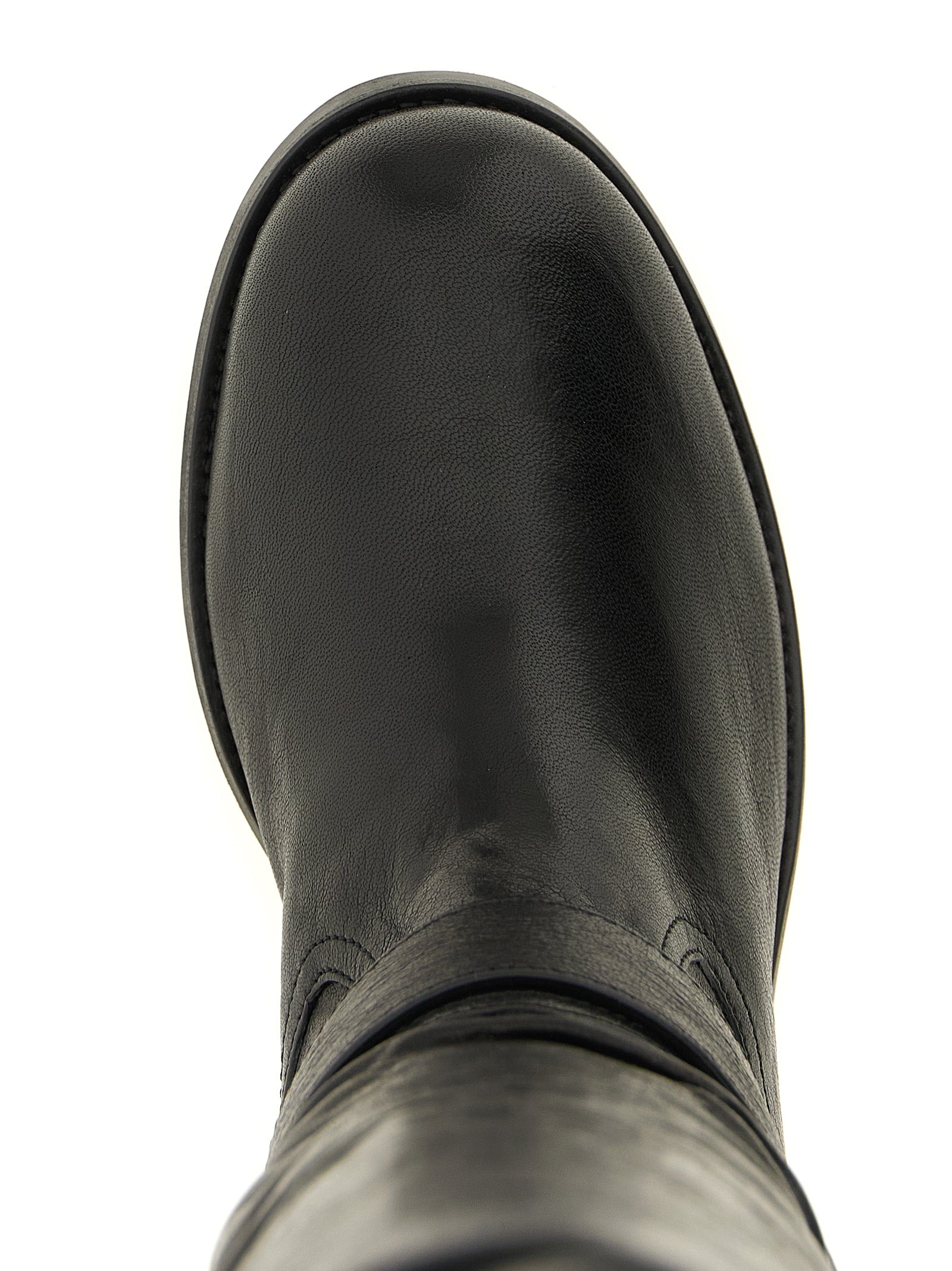 Black Textured Leather Biker Kb Boots