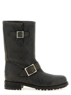 Biker Mid Black Leather Ankle Boots