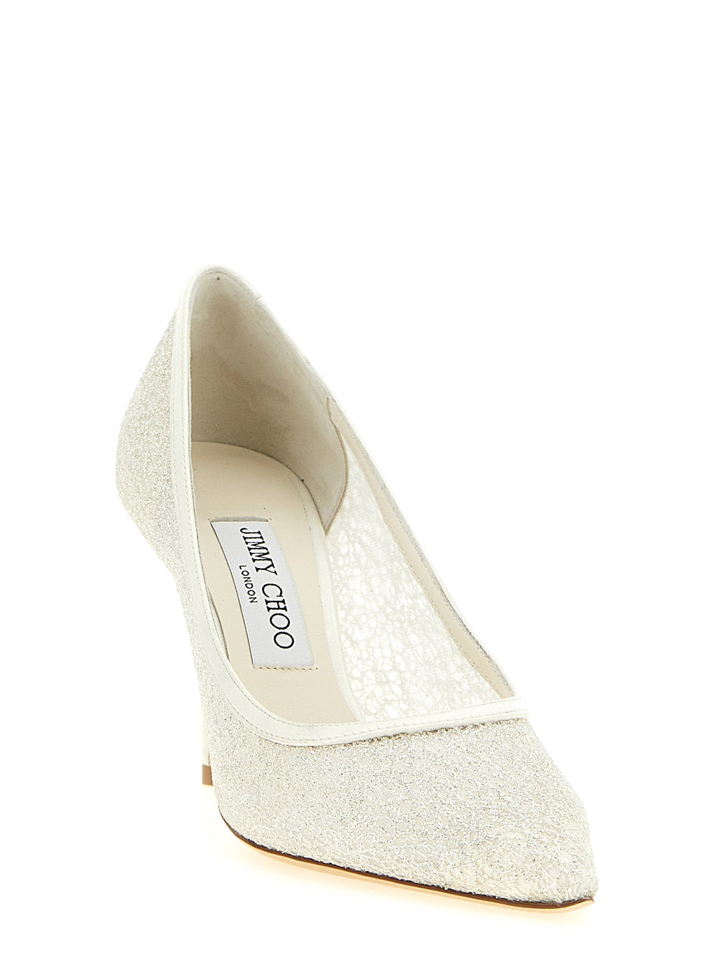 White Love Glitter Mesh Pumps