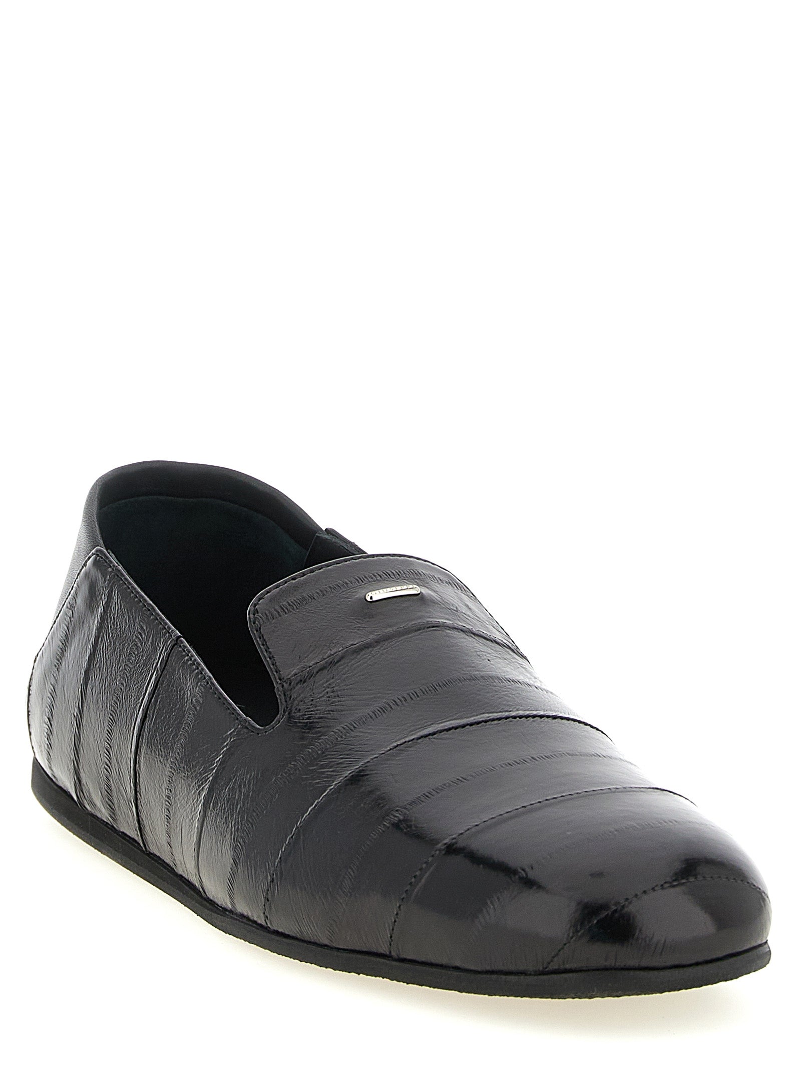 Rupert 10 Black Leather Slip-On Loafers