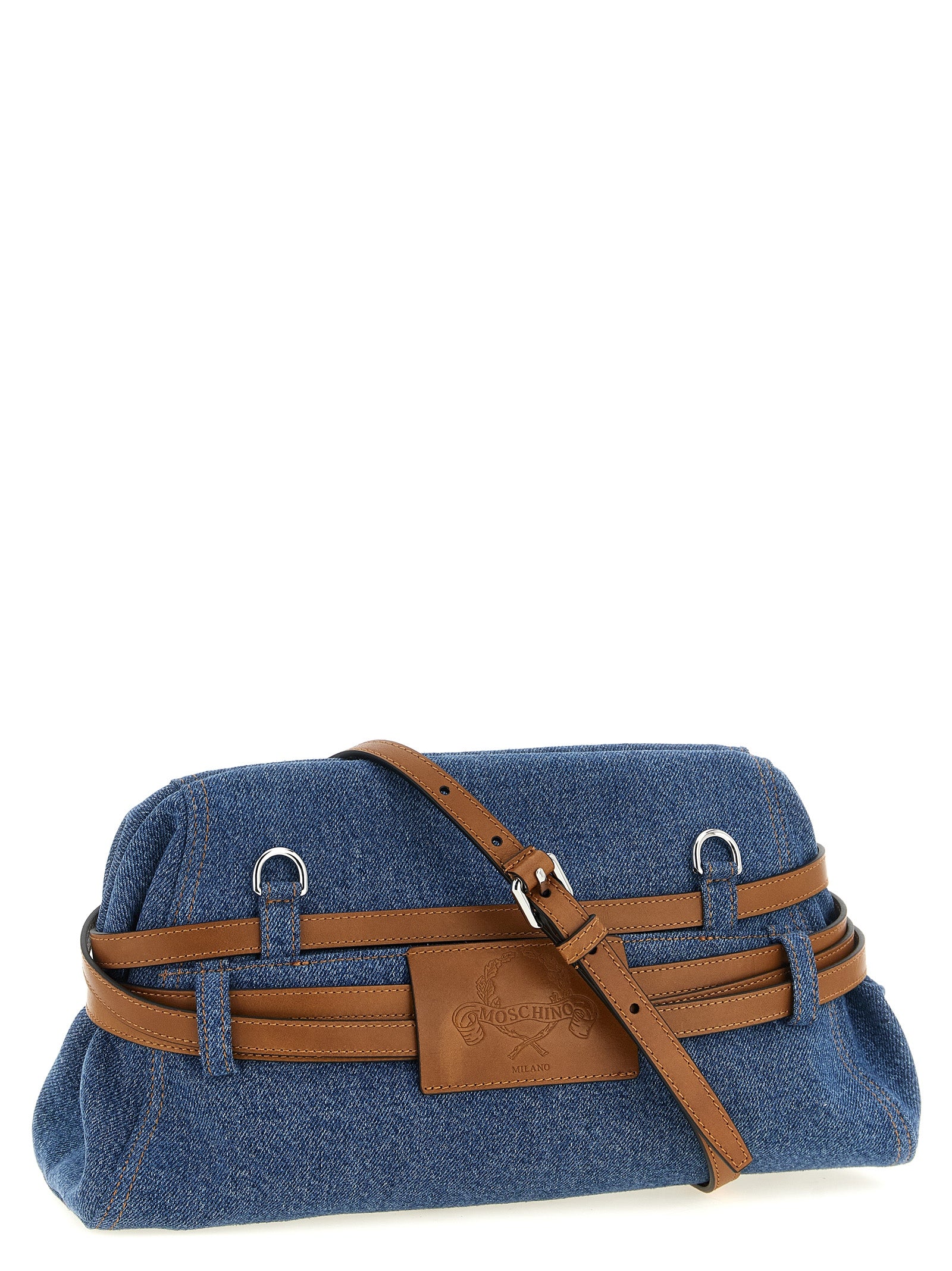 Blue Cotton & Calf Leather Tie Me Clutch