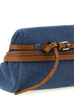 Blue Cotton & Calf Leather Tie Me Clutch