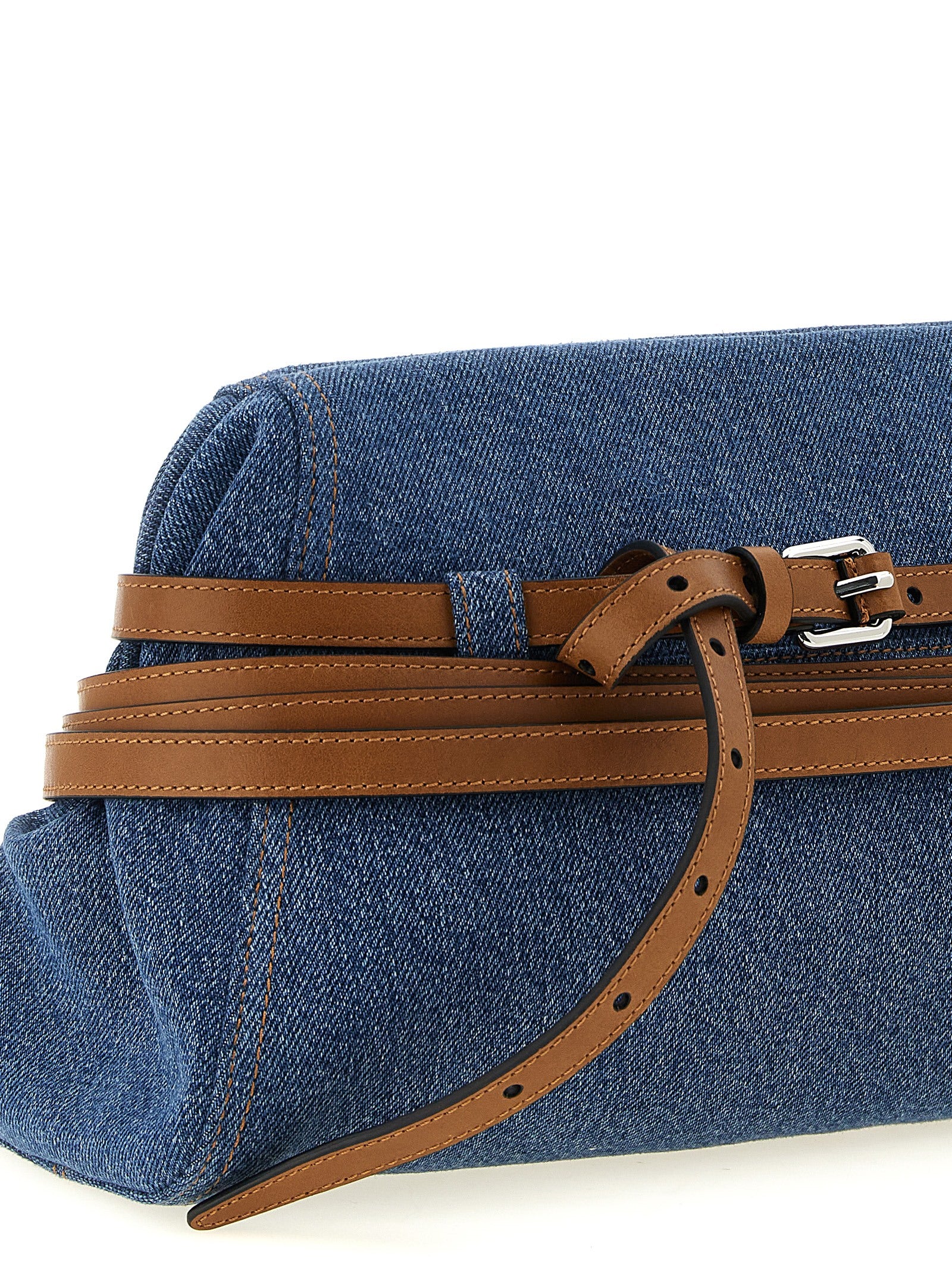 Blue Cotton & Calf Leather Tie Me Clutch