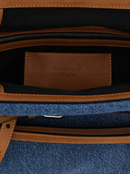Blue Cotton & Calf Leather Tie Me Clutch