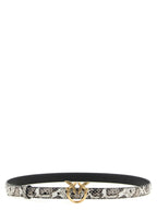 Gray Python-Print Calfskin Love Birds Belt