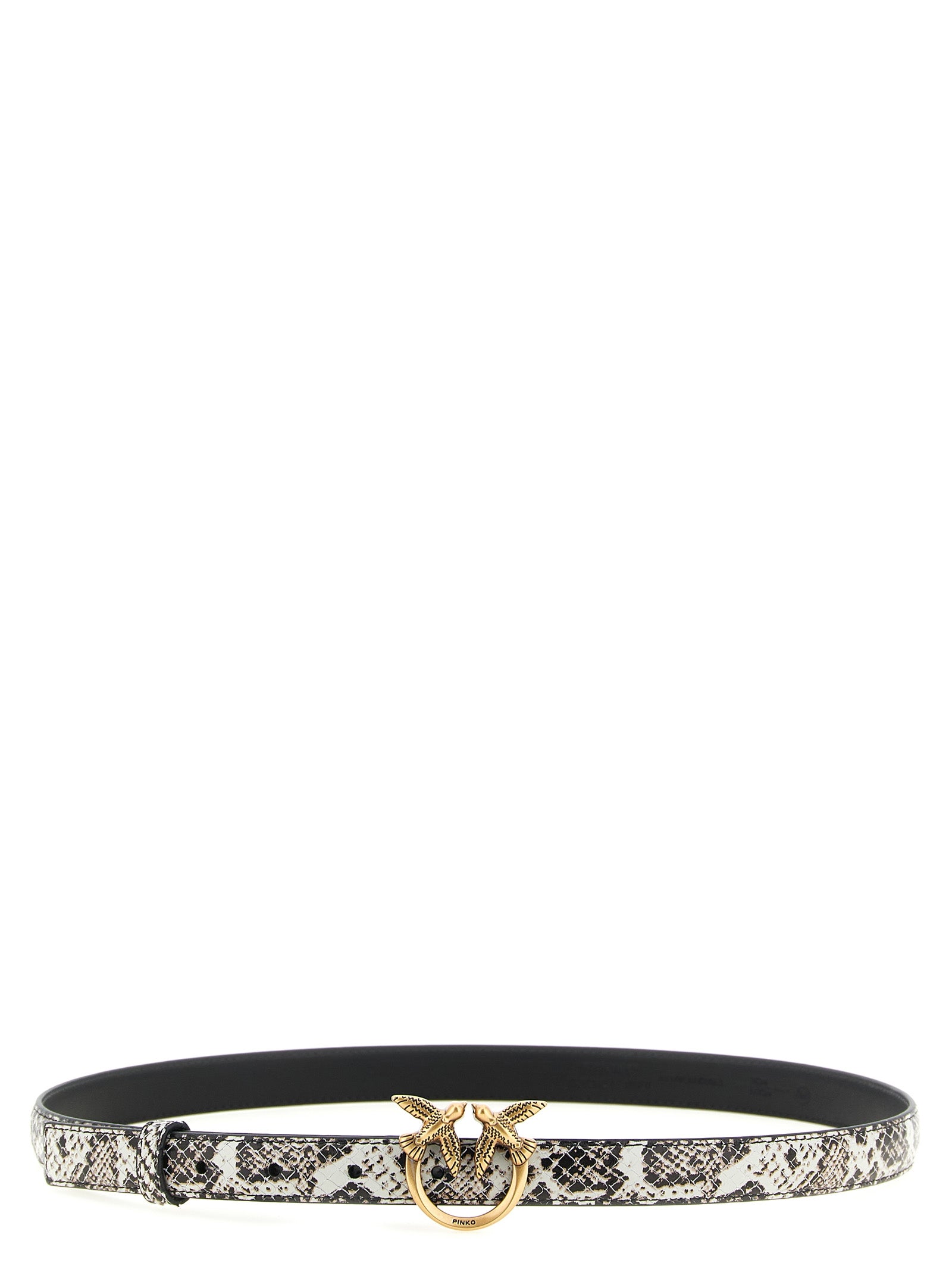 Gray Python-Print Calfskin Love Birds Belt