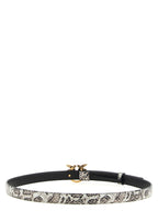 Gray Python-Print Calfskin Love Birds Belt