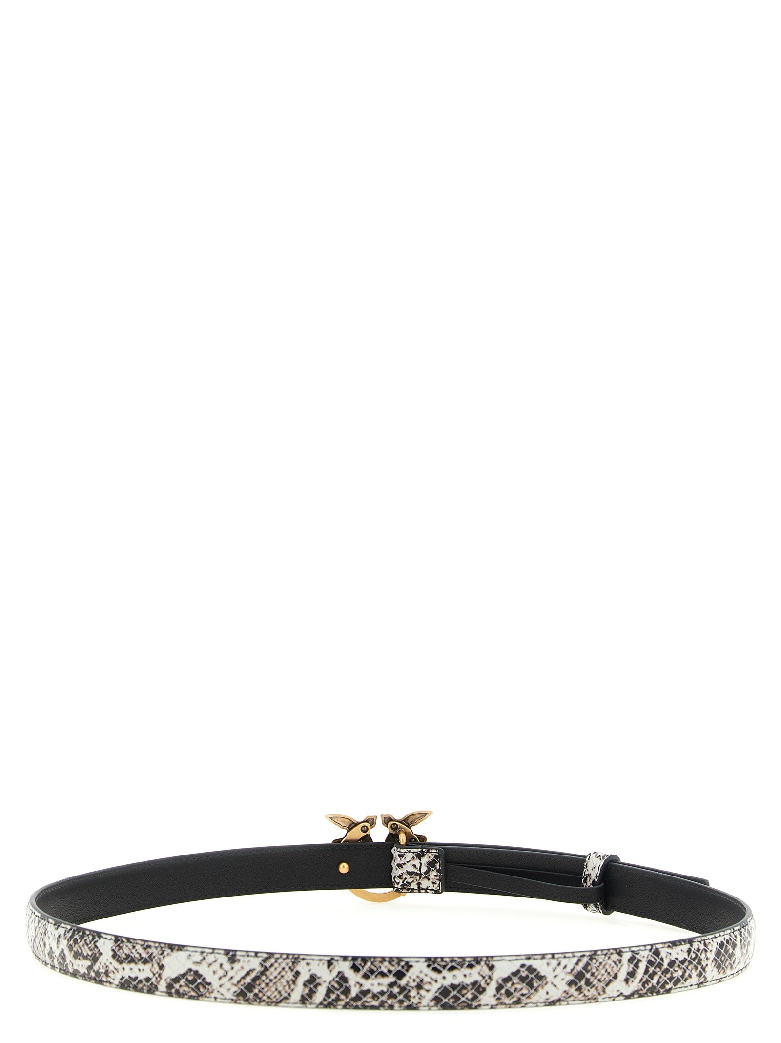 Gray Python-Print Calfskin Love Birds Belt