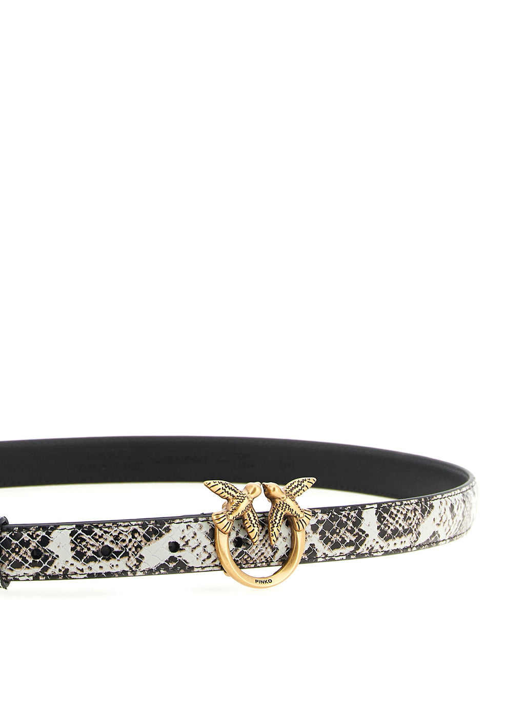 Gray Python-Print Calfskin Love Birds Belt