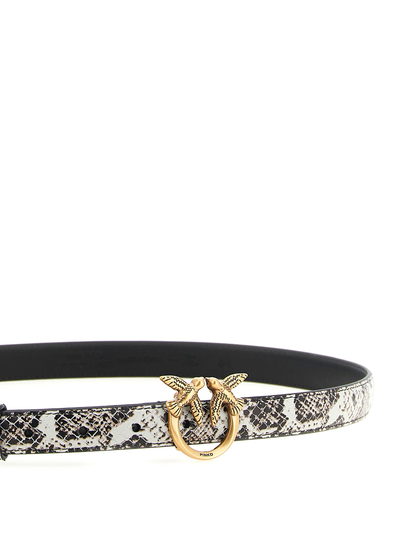Gray Python-Print Calfskin Love Birds Belt