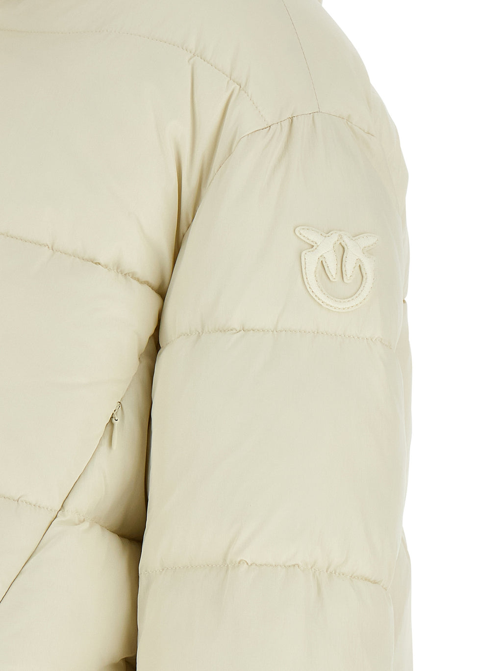 Beige Polyamide Full-Length Down Jacket