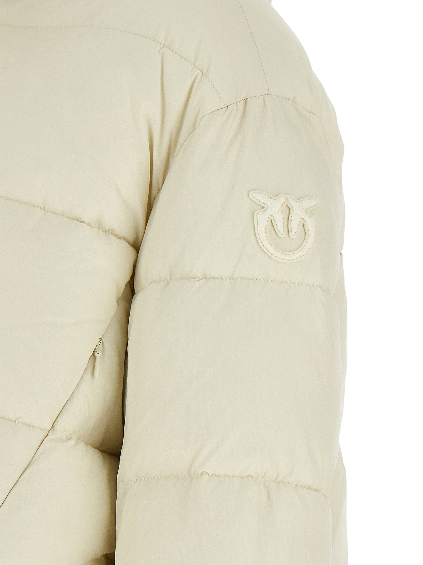 Beige Polyamide Full-Length Down Jacket