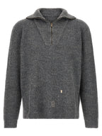 Gray Linen And Wool Four Stitches Cardigan