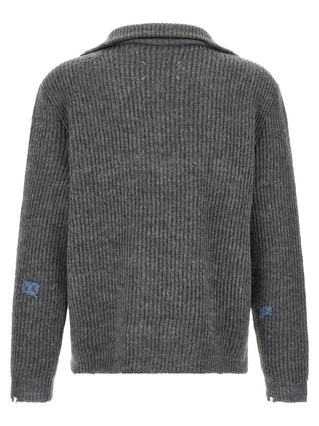 Gray Linen And Wool Four Stitches Cardigan