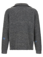 Gray Linen And Wool Four Stitches Cardigan