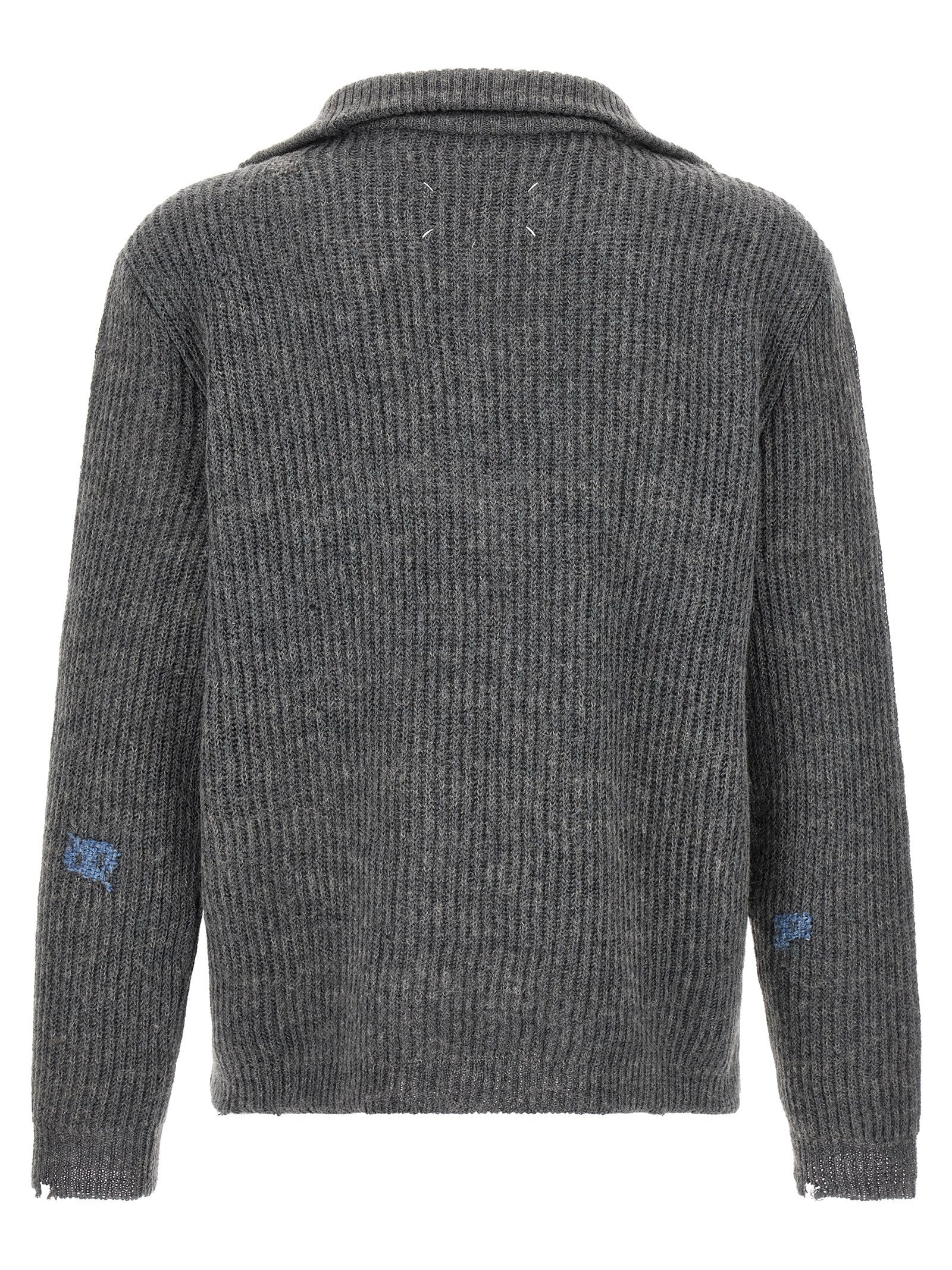 Gray Linen And Wool Four Stitches Cardigan
