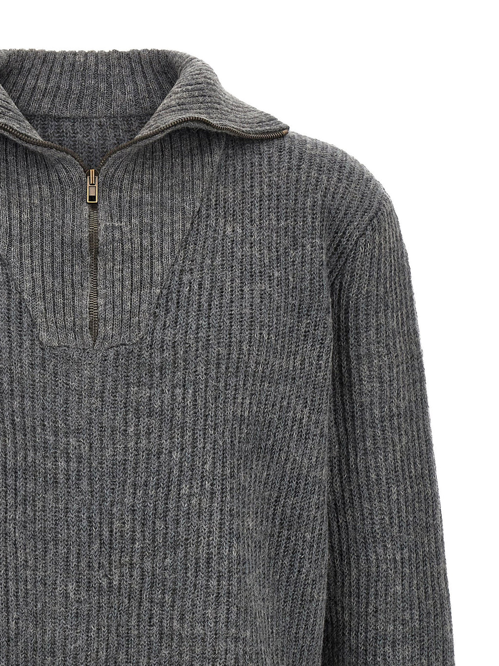 Gray Linen And Wool Four Stitches Cardigan