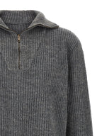 Gray Linen And Wool Four Stitches Cardigan