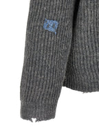 Gray Linen And Wool Four Stitches Cardigan