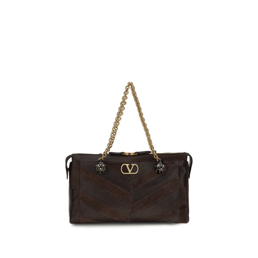 Medium Panthea Shoulder Bag in Brown Calf Leather