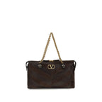 Medium Panthea Shoulder Bag in Brown Calf Leather