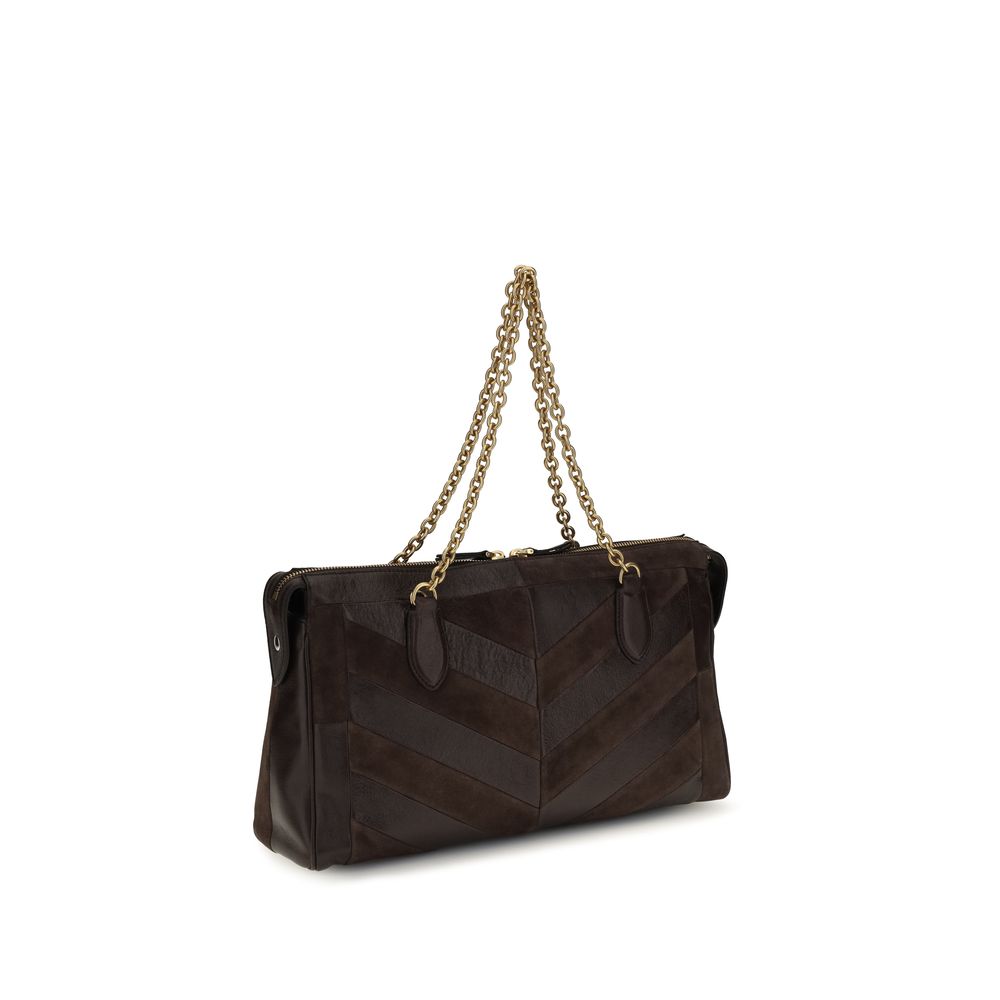 Medium Panthea Shoulder Bag in Brown Calf Leather