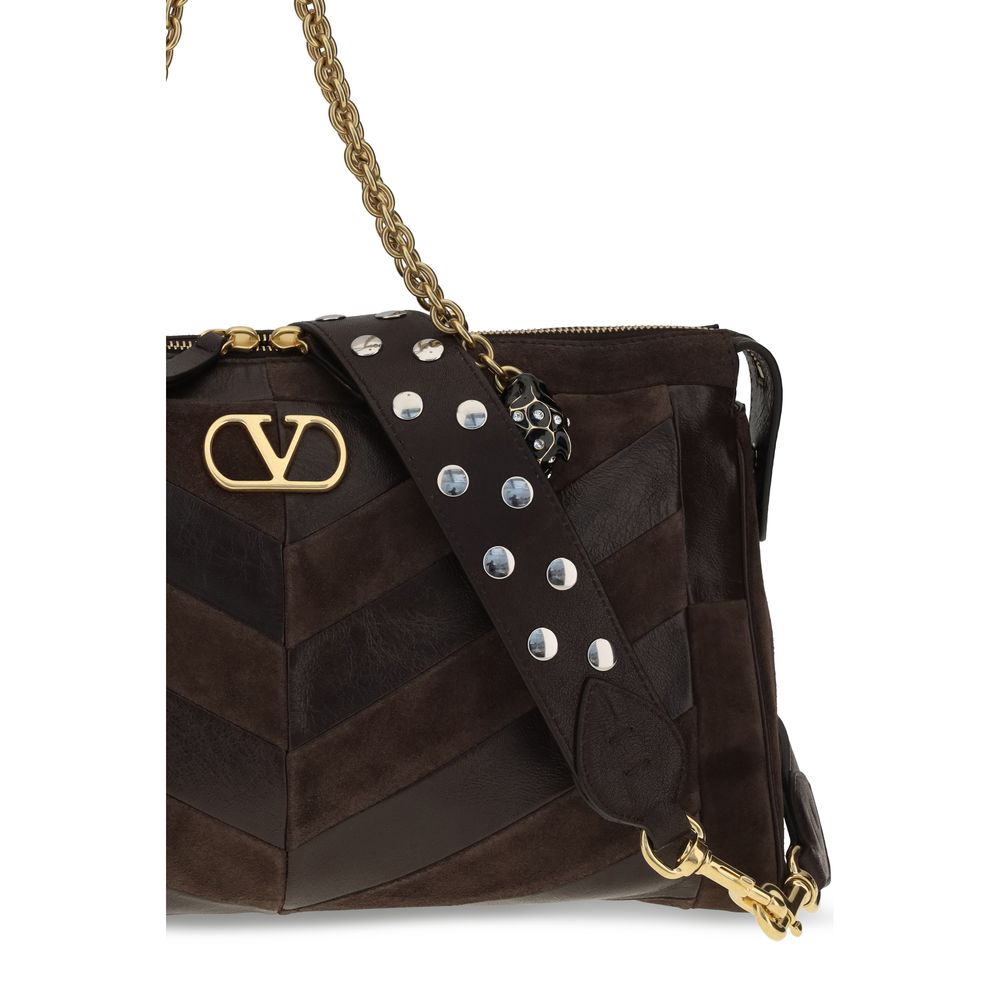 Medium Panthea Shoulder Bag in Brown Calf Leather