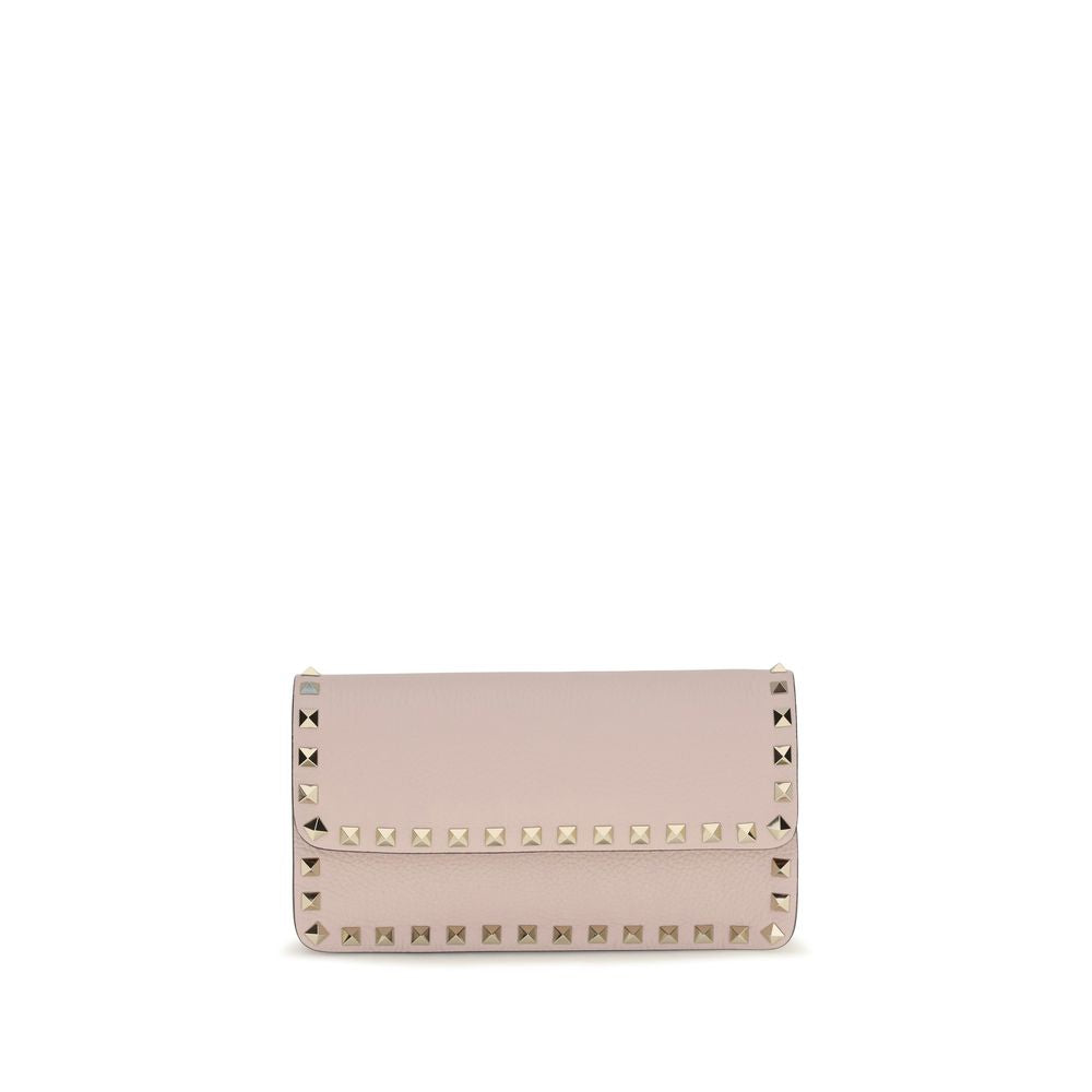 Calf Leather Rockstud Chain Wallet