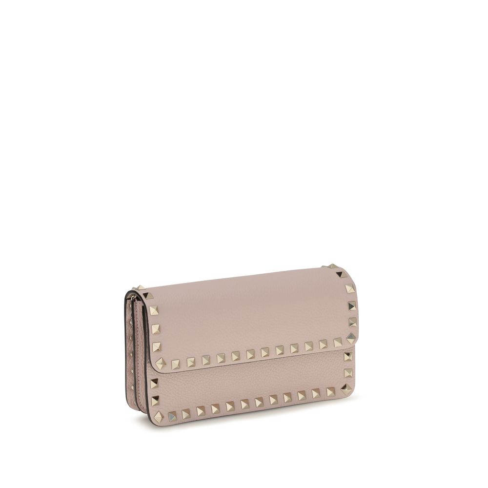 Calf Leather Rockstud Chain Wallet