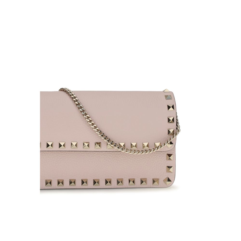 Calf Leather Rockstud Chain Wallet