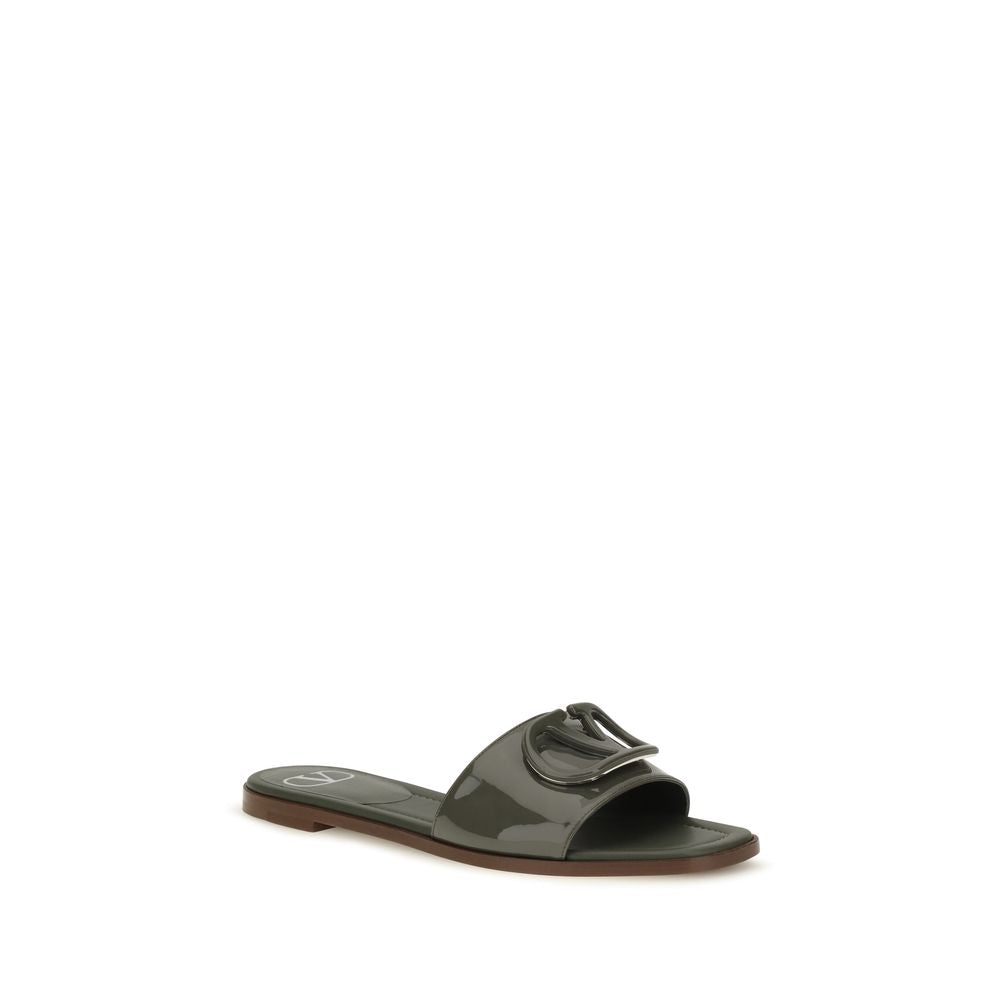 Calfskin Patent Slide Sandals
