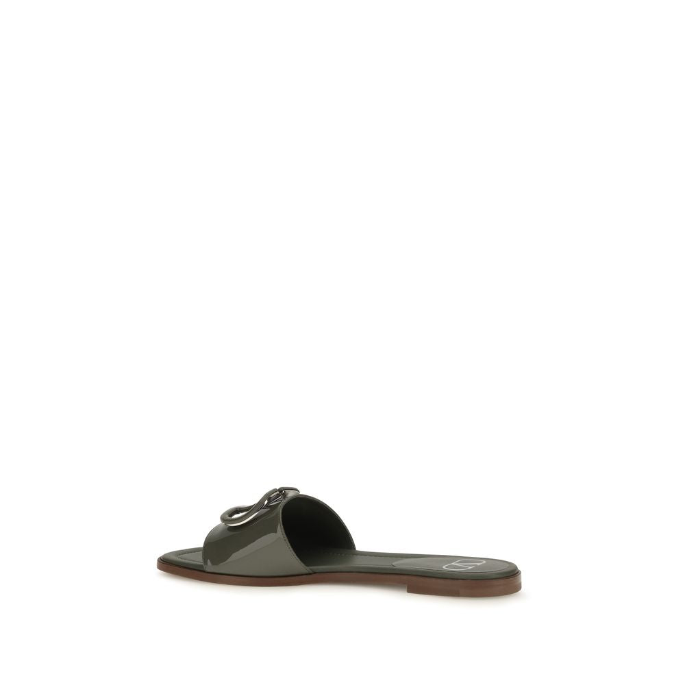 Calfskin Patent Slide Sandals